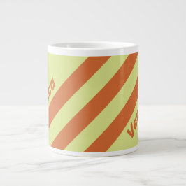 Retro Desert Cactus Three Stripes with Name ジャンボコーヒーマグカップ
