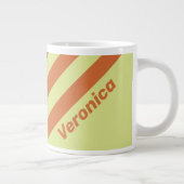 Retro Desert Cactus Three Stripes with Name ジャンボコーヒーマグカップ (右)