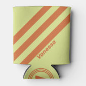 Retro Desert Cactus Three Stripes with Name 缶クーラー (正面)