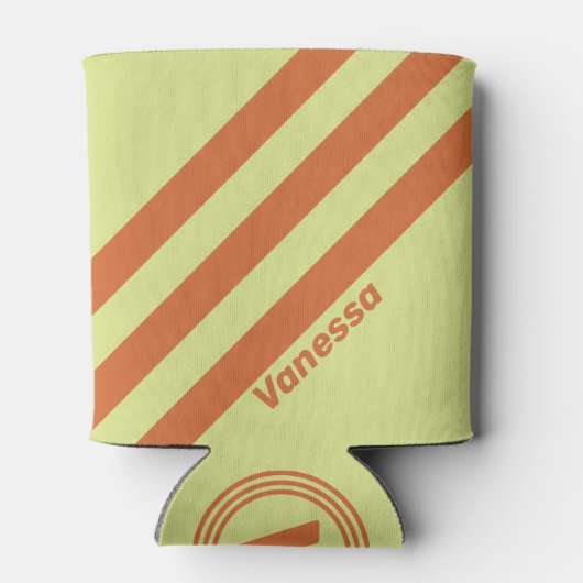 Retro Desert Cactus Three Stripes with Name 缶クーラー (裏面)