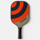 Retro Desert Meadow Circle Stripe with Name ピックルボールラケット (裏面)