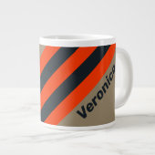 Retro Desert Meadow Stripes with Name ジャンボコーヒーマグカップ (正面右)