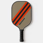 Retro Desert Meadow Stripes with Name ピックルボールラケット (正面)