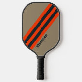 Retro Desert Meadow Stripes with Name ピックルボールラケット (裏面)