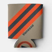 Retro Desert Meadow Stripes with Name 缶クーラー (正面)