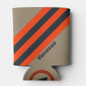 Retro Desert Meadow Stripes with Name 缶クーラー (裏面)