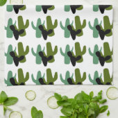 Retro Desert Saguaro Cactus Kitchen Towel キッチンタオル (折り畳み)