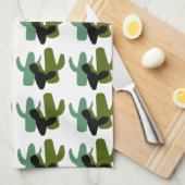 Retro Desert Saguaro Cactus Kitchen Towel キッチンタオル (四つ折り)