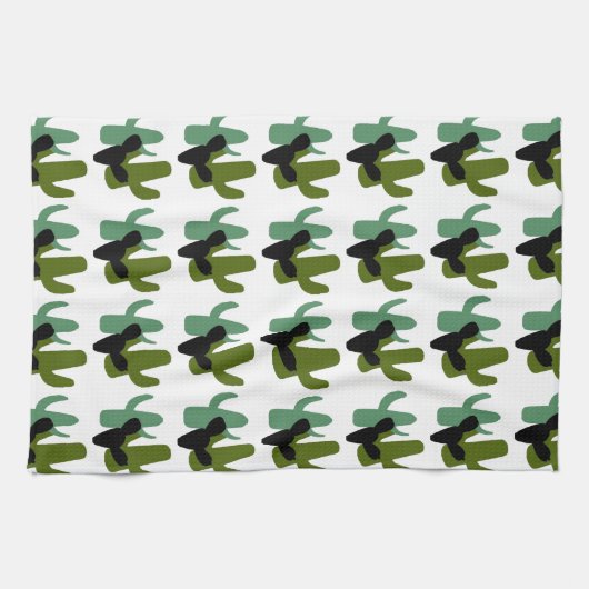 Retro Desert Saguaro Cactus Kitchen Towel キッチンタオル (横)