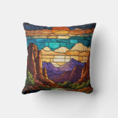Retro desert scene Sedona mountains stainglass art クッション (裏面)