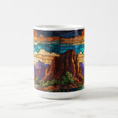 Retro desert scene Sedona mountains stainglass art コーヒーマグカップ (中央)