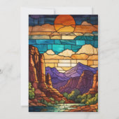 Retro desert scene Sedona mountains stainglass art 招待状 (裏面)