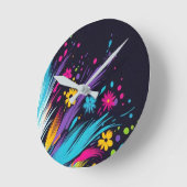 Retro Design on a 1970's Design Style Wall ラウンド壁時計 (傾斜)