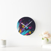 Retro Design on a 1970's Design Style Wall ラウンド壁時計 (ホーム)