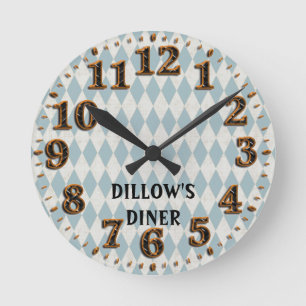 Retro Design Personalized Clock Template ラウンド壁時計