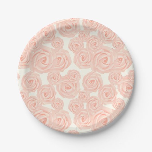 Retro dessert plate with piped frosting roses ペーパープレート (正面)