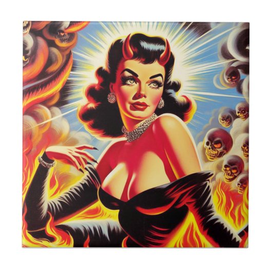 Retro Devilish Pinup タイル (正面)