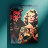 Retro Devilish Tattooed Pin-up ポストカード