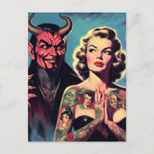Retro Devilish Tattooed Pin-up ポストカード (正面)