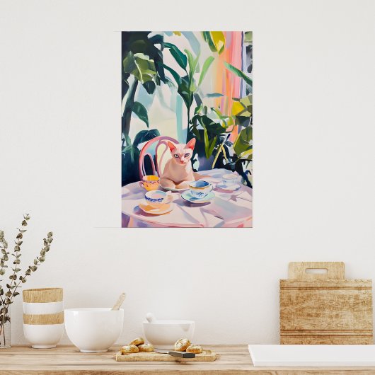 Retro Devon Rex Poster, Devon Rex Oil Painting ポスター (キッチン)