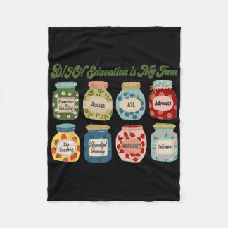 Retro Dhh Education Is My Jam Dhh Itinerant Teache フリースブランケット