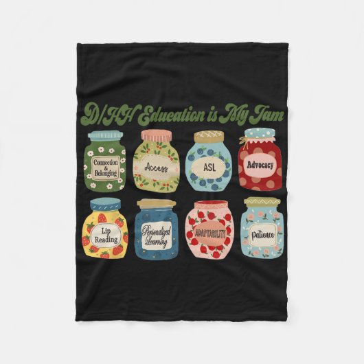 Retro Dhh Education Is My Jam Dhh Itinerant Teache フリースブランケット (正面)