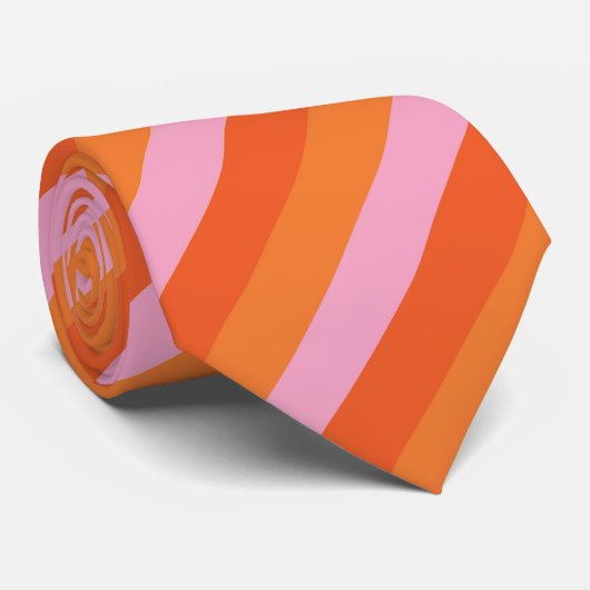 Retro Diagonal Orange and Pink Striped Tie ネクタイ (ロール)