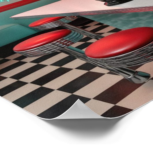 Retro Diner Coffee's Hot with Free Sass Poster ポスター (角)