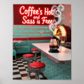 Retro Diner Coffee's Hot with Free Sass Poster ポスター (正面)