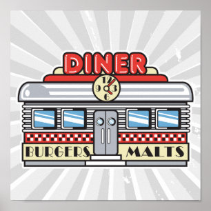 retro diner design ポスター