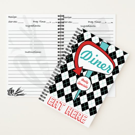 Retro Diner Kitchen Recipe Book  ノートブック (内側)