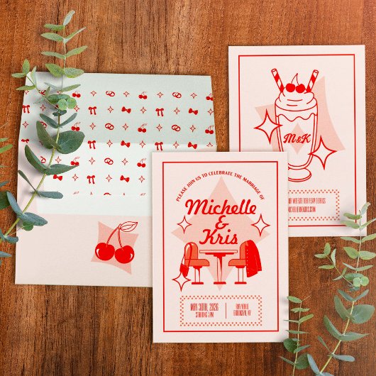 Retro Diner Wedding Invitation 招待状