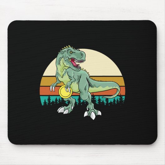 Retro Dino Dinosaur Golfer Gift T Rex Disc Golf  マウスパッド (正面)