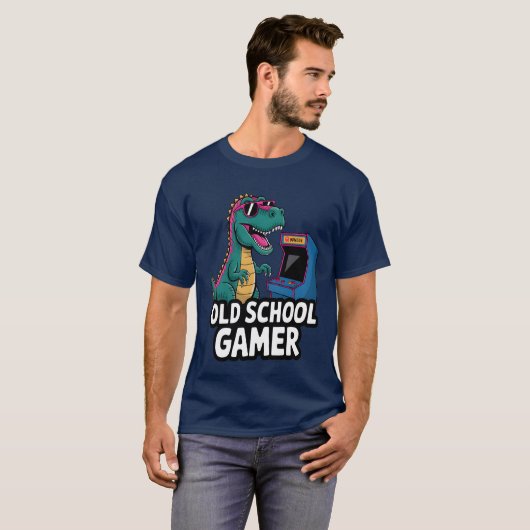 Retro Dinosaur Gamingee vintage friends Tシャツ (正面フル)