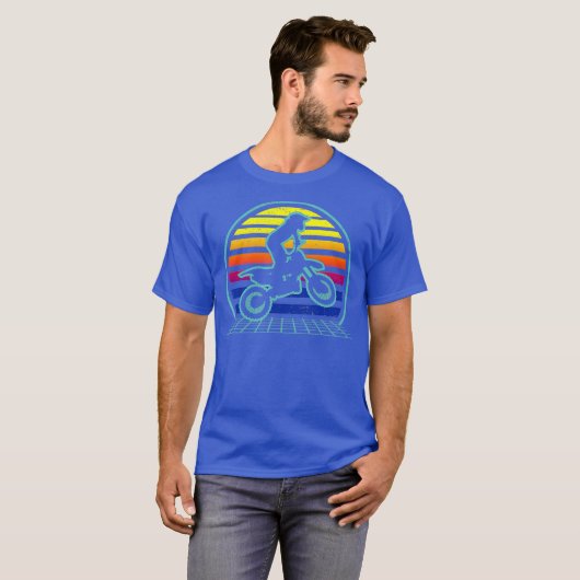 Retro Dirtbiking Vaporwave Dirt Biker 70s Biking Tシャツ (正面フル)