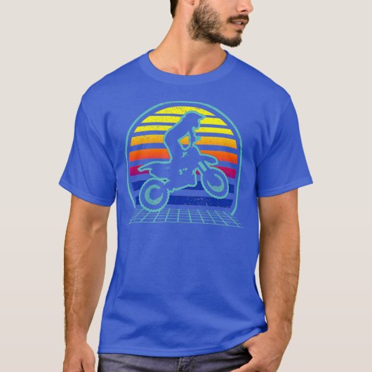 Retro Dirtbiking Vaporwave Dirt Biker 70s Biking Tシャツ (正面)