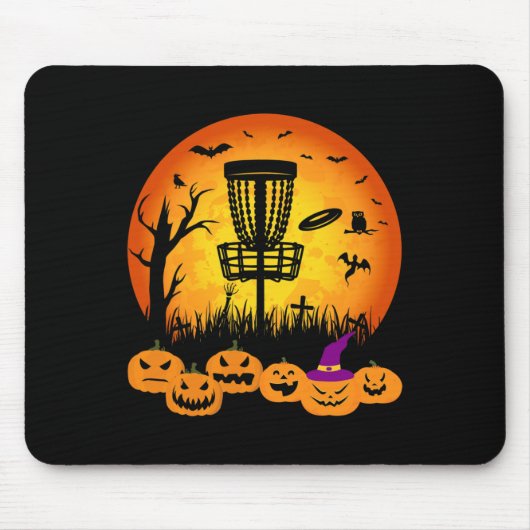 Retro Disc Golf Halloween Graveyard Scary Disc Gol マウスパッド (正面)
