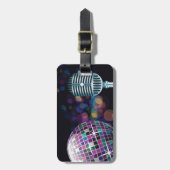 Retro Disco Ball and Vintage Microphone ラゲッジタグ (正面縦)