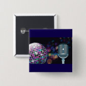 Retro Disco Ball and Vintage Microphone 缶バッジ (正面&裏面)