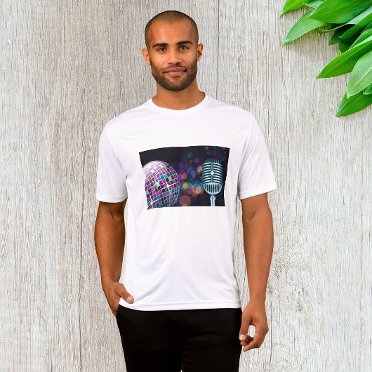 Retro Disco Ball and Vintage Microphone Tシャツ