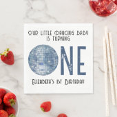 Retro Disco Ball First Birthday Party スタンダードランチョンナプキン (インサイチュ)