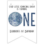Retro Disco Ball First Birthday Party バンティングフラッグ (第1の旗)