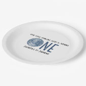 Retro Disco Ball First Birthday Party ペーパープレート (アングル)