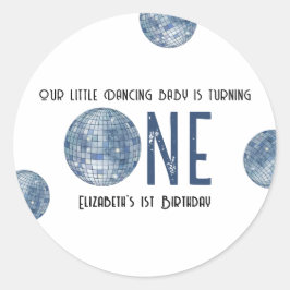 Retro Disco Ball First Birthday Party ラウンドシール