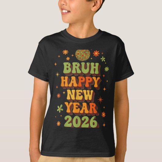 Retro Disco Ball Nye Shirt, Bruh Happy New Year 20 Tシャツ (正面)