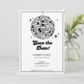 Retro Disco Ball Save The Date Black White 招待状 (スタンド正面)