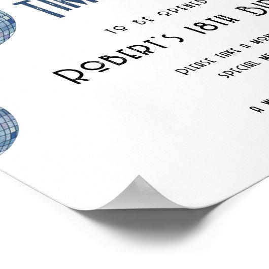 Retro disco Ball Time Capsule 1st birthday  ポスター (角)