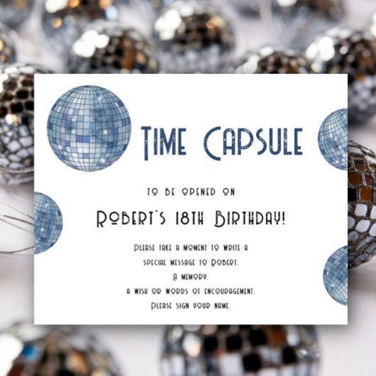 Retro disco Ball Time Capsule 1st birthday  ポスター