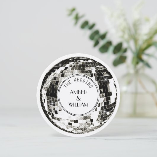 Retro Disco ball Wedding 招待状 (スタンド正面)