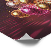 Retro Disco Christmas Tree Wall Art ポスター (角)